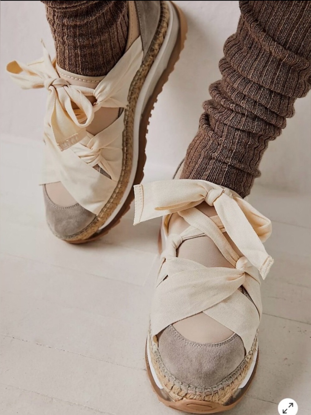 Free People Cream and Tan Espadrille Platform Sandals - Picture 1 of 10